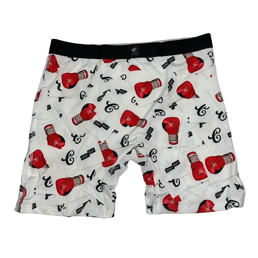 Contenders Mens XL Boxing Glove Dont Quit Boxer Briefs White Red Performance New